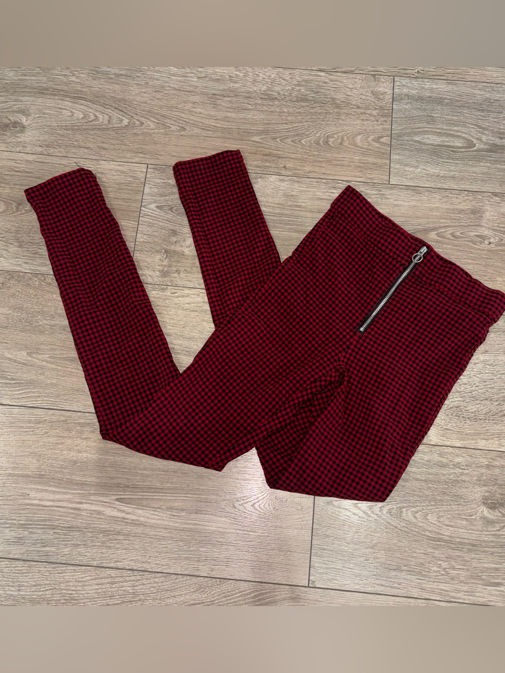 Garage Red Black Gingham Punk Grunge Skinny Pants XS